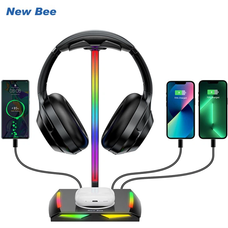 RGB Headphone Stand With 5W Wireless Charger